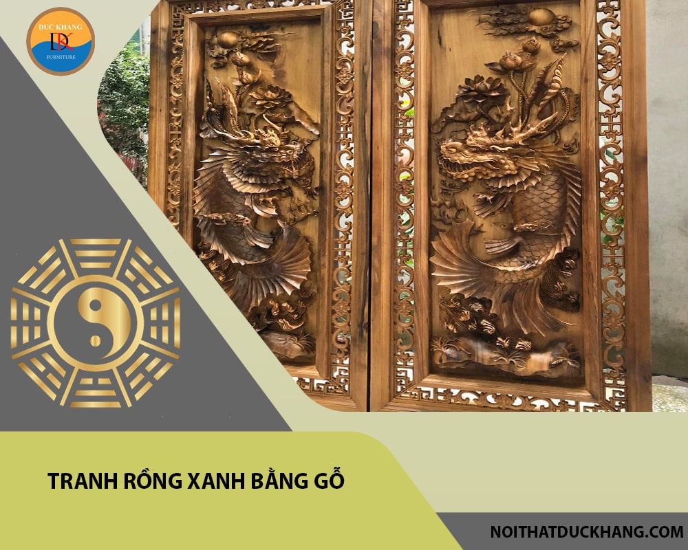 Tranh rồng xanh bằng gỗ