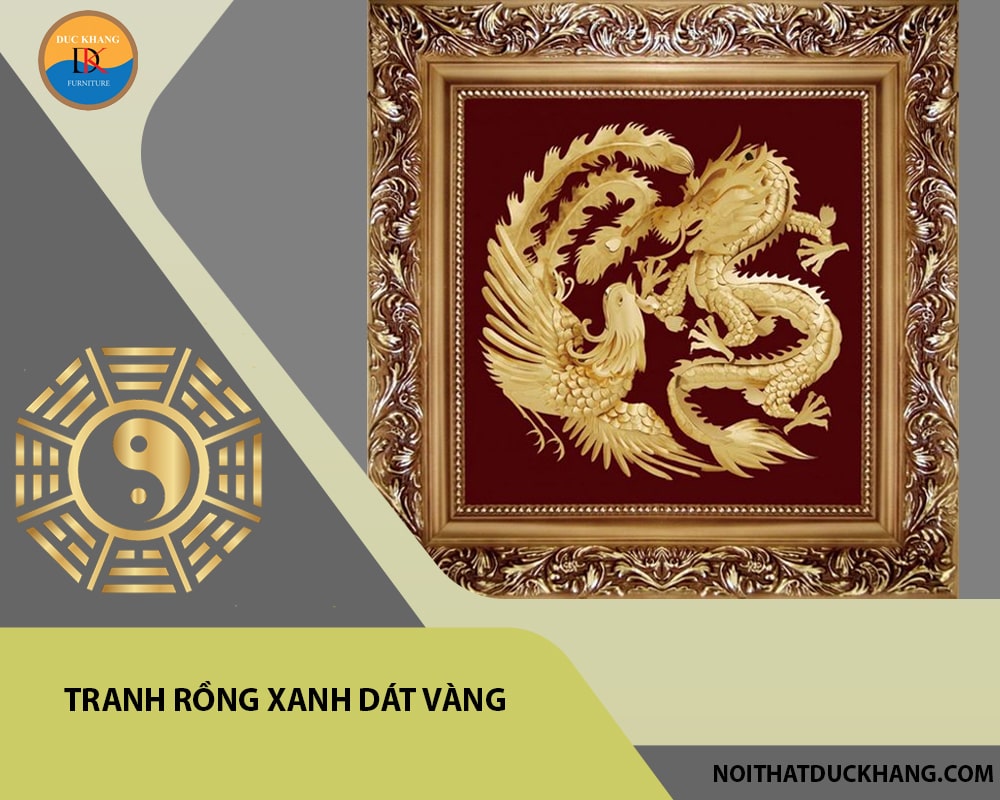 Tranh rồng xanh dát vàng