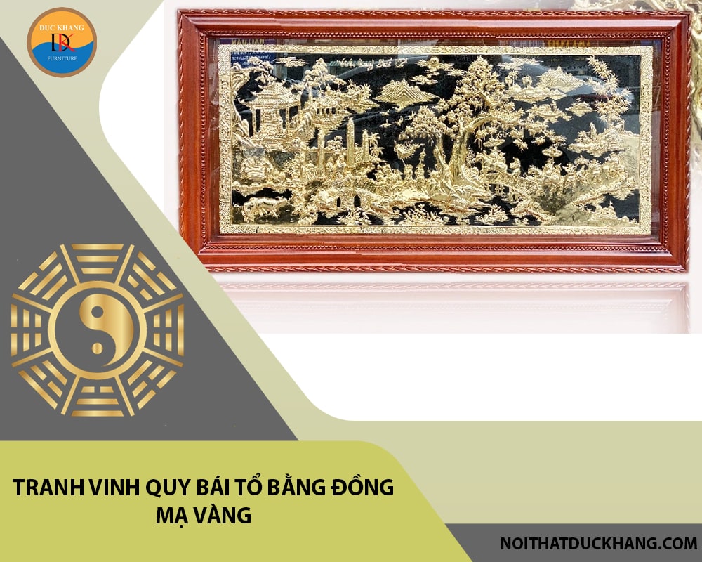 Tranh vinh quy bái Tổ bằng đồng mạ vàng