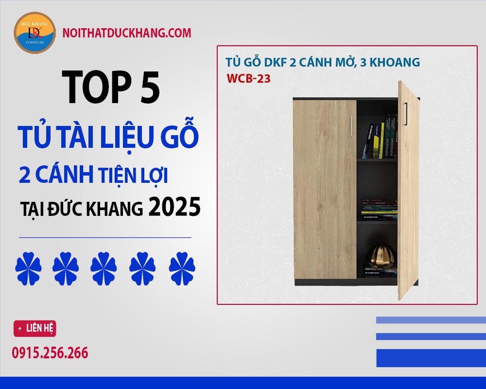 Tủ tài liệu gỗ 2 cánh cánh mở - WCB-23
