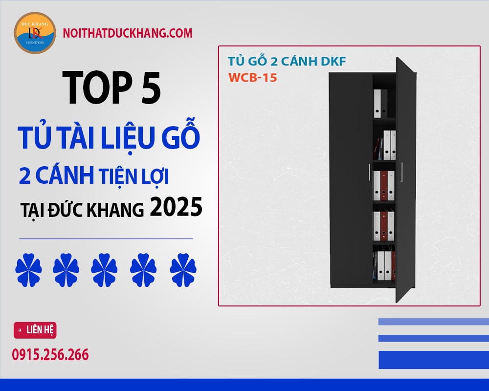 Tủ tài liệu gỗ 2 cánh cánh kín - WCB-15