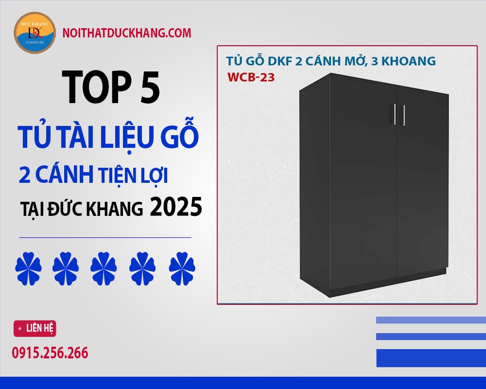 Tủ tài liệu gỗ 2 cánh cánh mở - WCB-23
