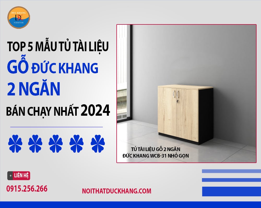 Tủ tài liệu gỗ 2 ngăn Đức Khang WCB-31 nhỏ gọn