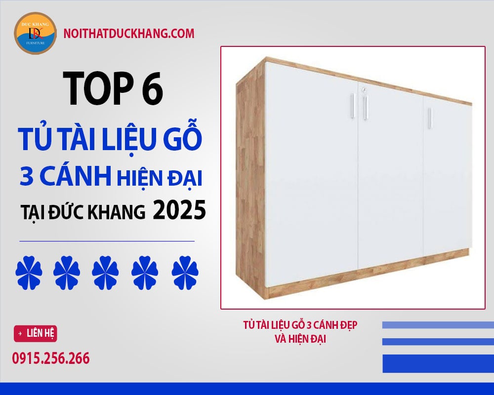 Tủ tài liệu gỗ 3 cánh đẹp và hiện đại