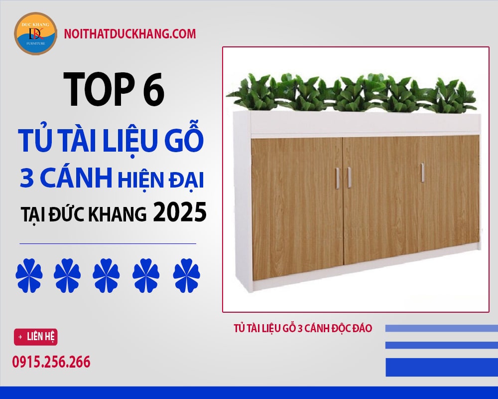 Tủ tài liệu gỗ 3 cánh độc đáo