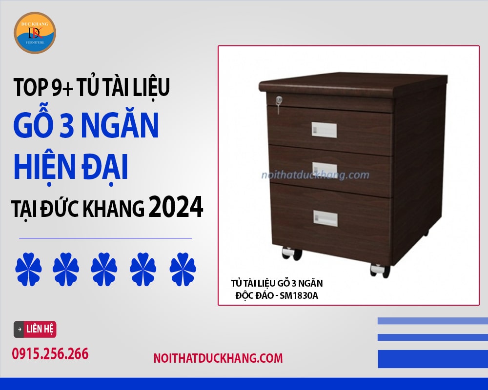 Tủ tài liệu gỗ 3 ngăn độc đáo - SM1830A