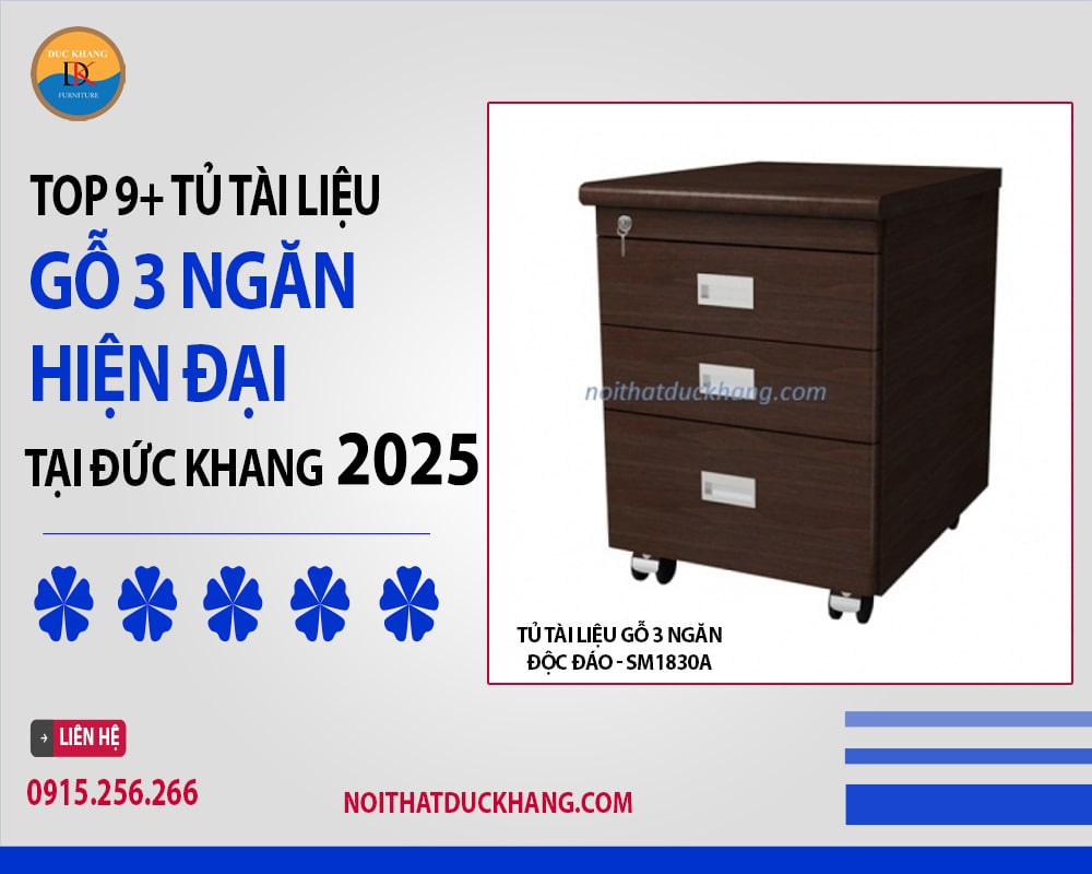 Tủ tài liệu gỗ 3 ngăn độc đáo - SM1830A