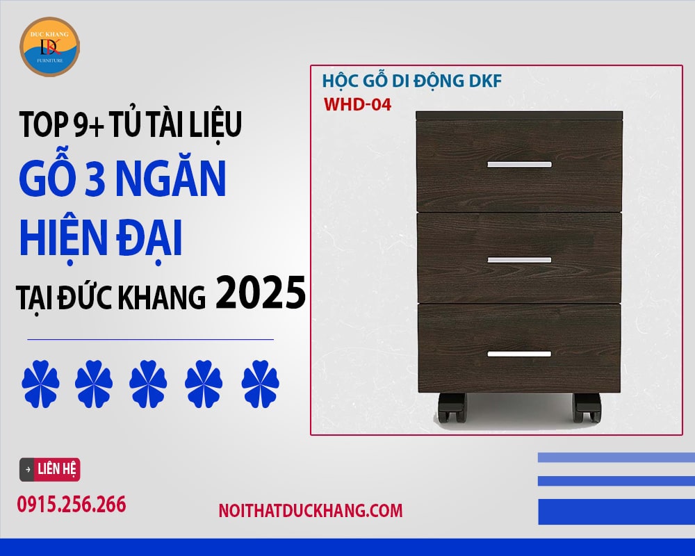 Tủ tài liệu gỗ 3 ngăn không khóa - WHD-04