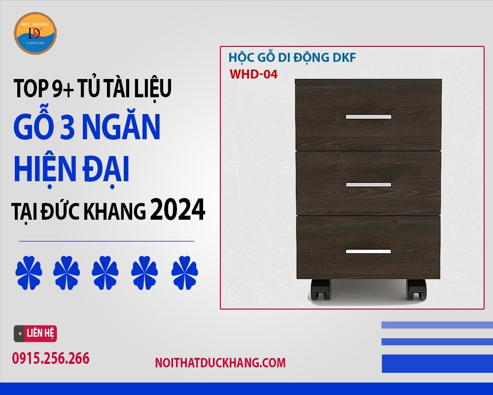 Tủ tài liệu gỗ 3 ngăn không khóa - WHD-04