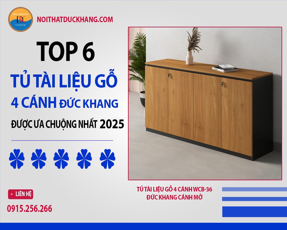 6 tủ tài liệu gỗ 4 cánh Đức Khang được ưa chuộng nhất 2025