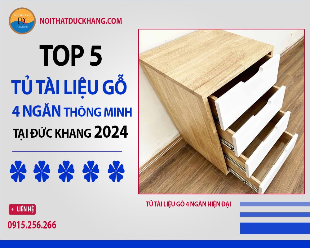 Tủ tài liệu gỗ 4 ngăn hiện đại