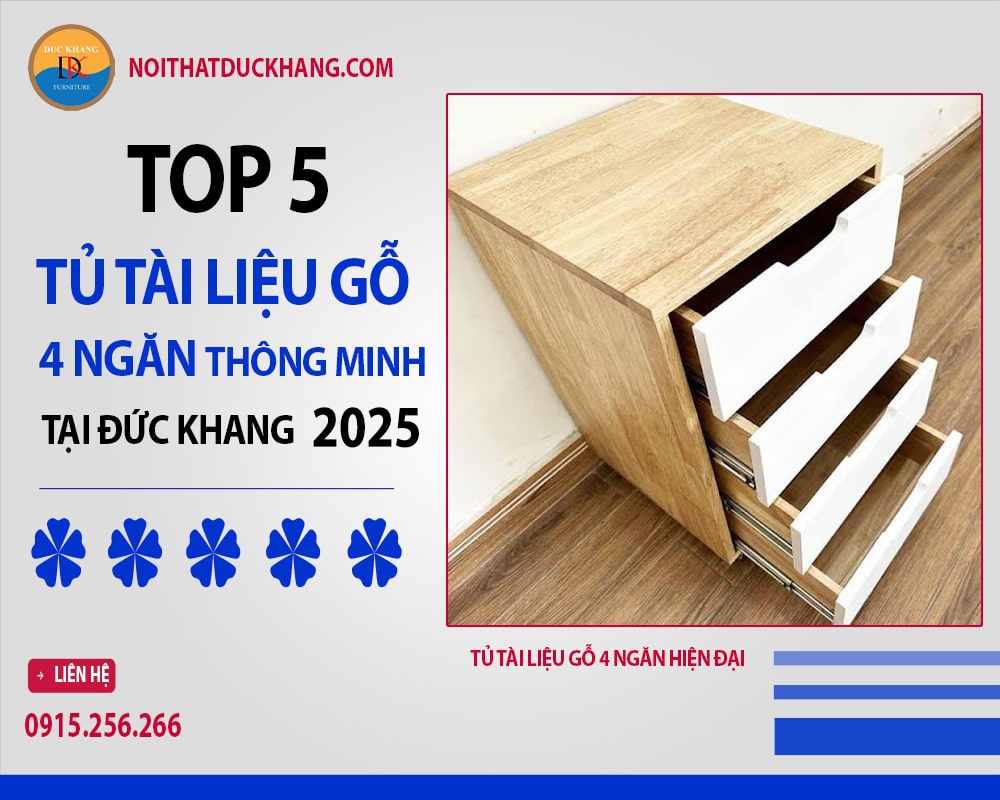 Tủ tài liệu gỗ 4 ngăn hiện đại