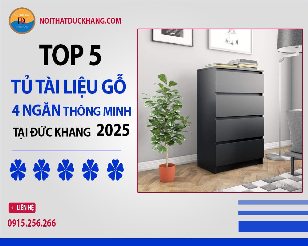 Top 5 mẫu tủ tài liệu gỗ 4 ngăn thông minh tại Đức Khang 2025