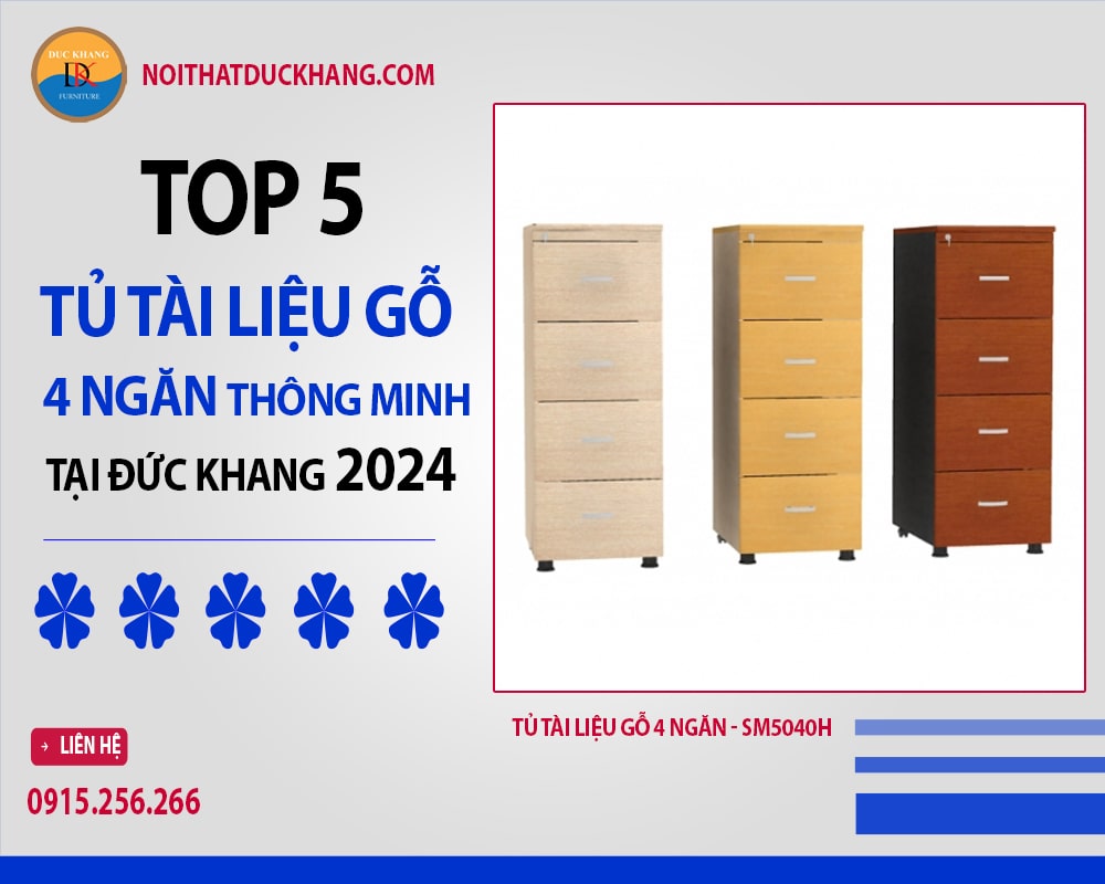 Tủ tài liệu gỗ 4 ngăn - SM5040H