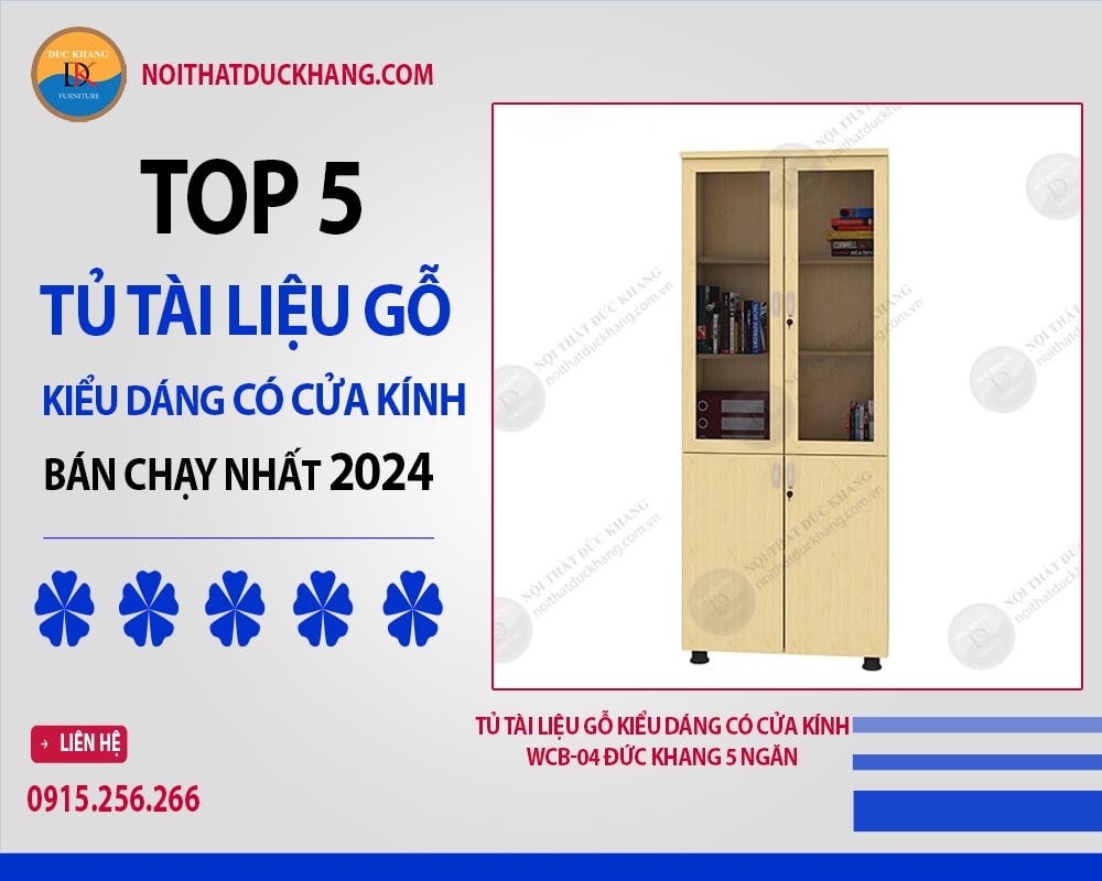 Top 5 tủ tài liệu gỗ kiểu dáng có cửa kính bán chạy nhất 2024