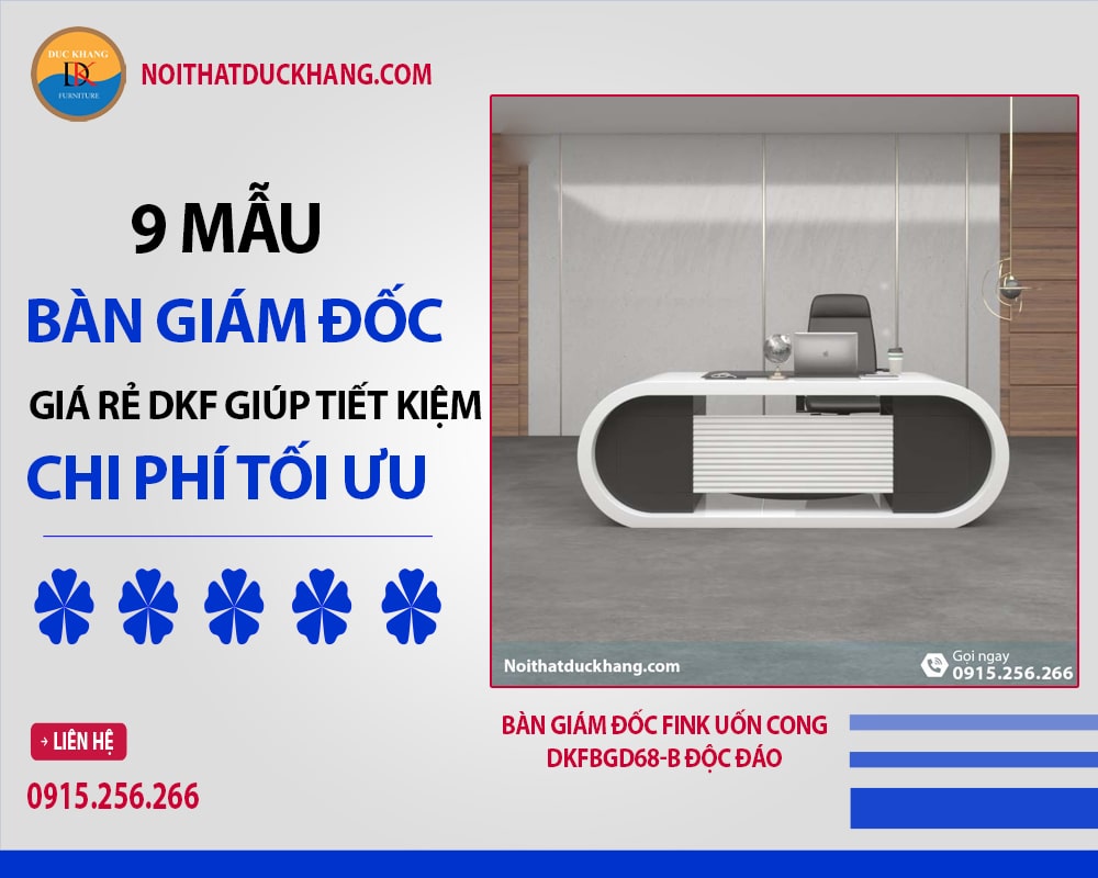 Bàn giám đốc Fink uốn cong DKFBGD68-B độc đáo