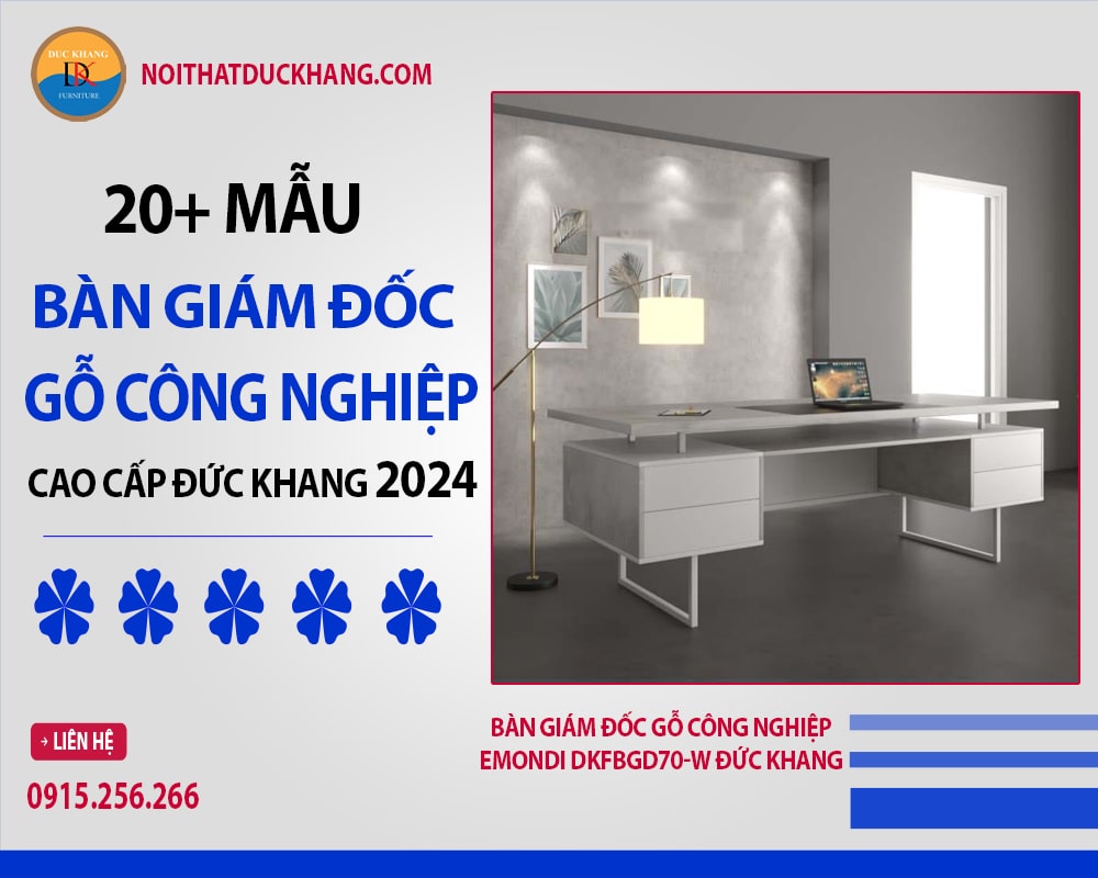 Bàn giám đốc gỗ công nghiệp Emondi DKFBGD70-W Đức Khang