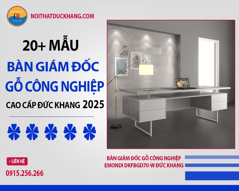 Bàn giám đốc gỗ công nghiệp Emondi DKFBGD70-W Đức Khang