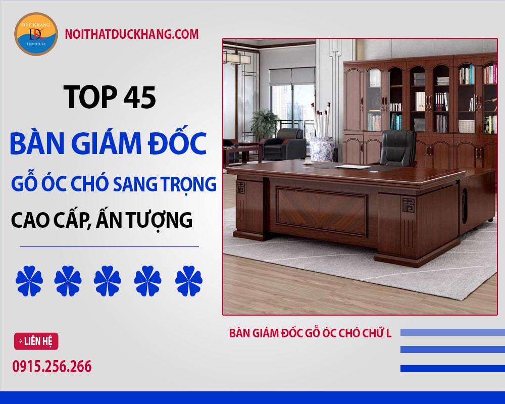 Bàn giám đốc gỗ óc chó chữ L