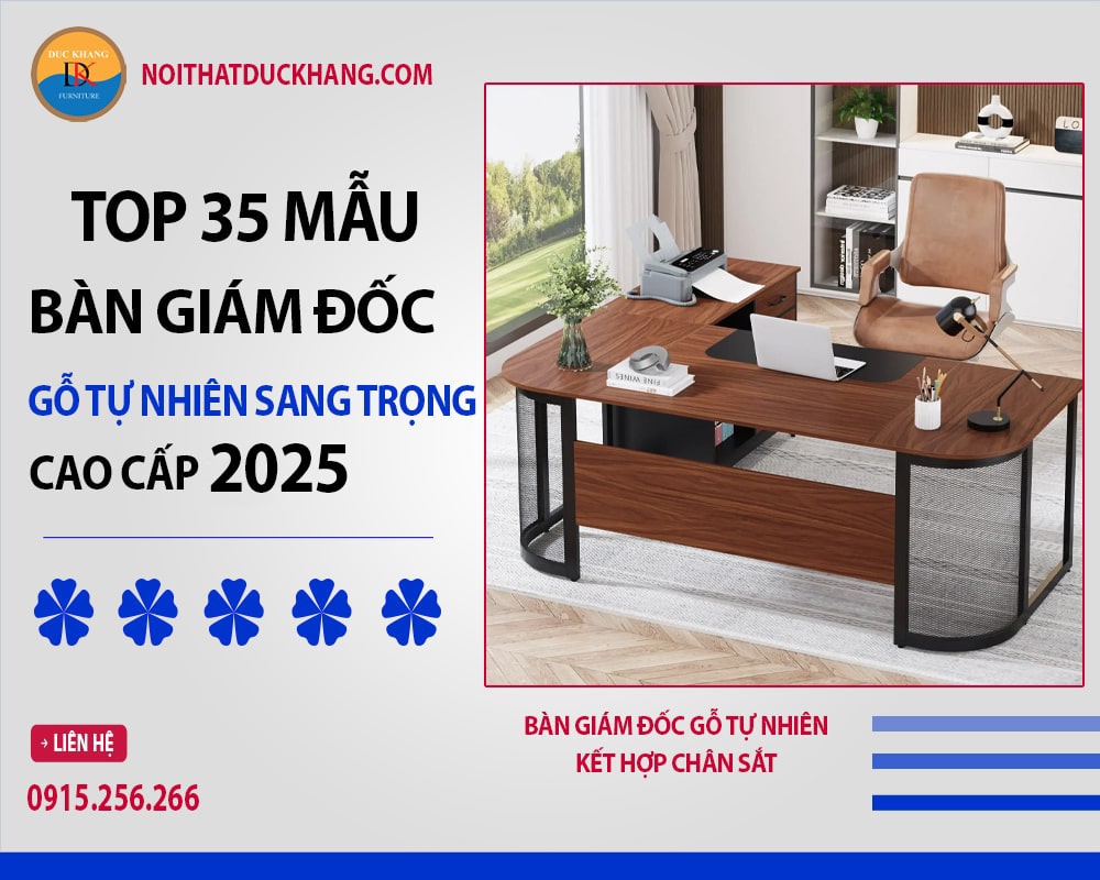 Bàn giám đốc gỗ tự nhiên kết hợp chân sắt Bàn giám đốc gỗ tự nhiên kết hợp chân sắt