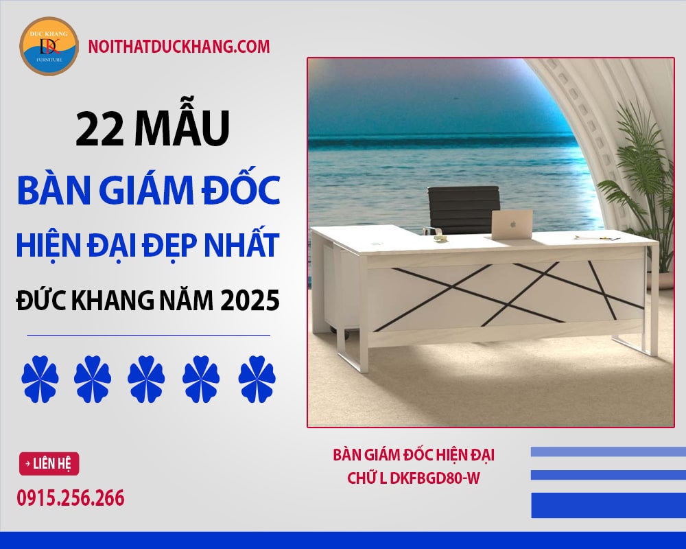 Bàn giám đốc hiện đại chữ L DKFBGD80-W Bàn giám đốc hiện đại chữ L DKFBGD80-W