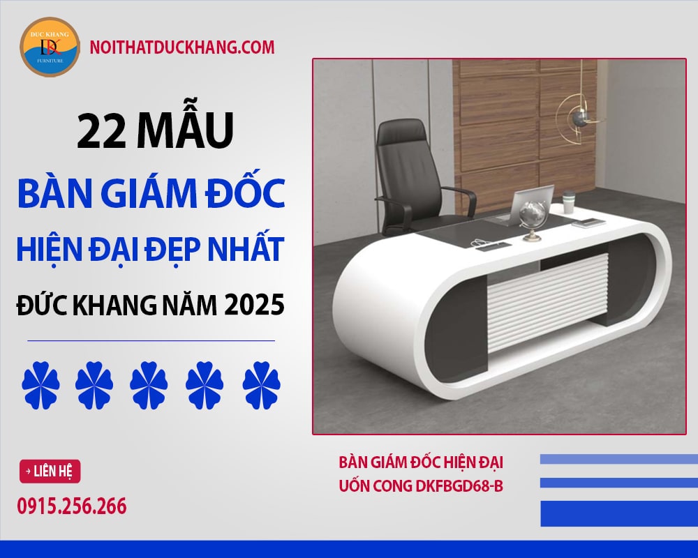 Bàn giám đốc hiện đại uốn cong DKFBGD68-B Bàn giám đốc hiện đại uốn cong DKFBGD68-B