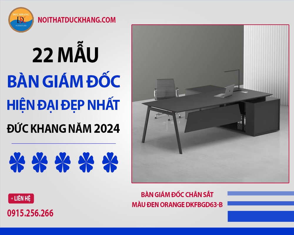 Bàn giám đốc chân sắt màu đen Orange DKFBGD63-B