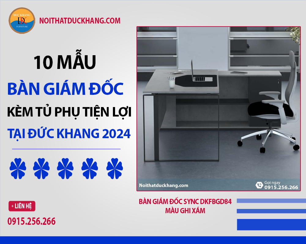 Bàn giám đốc Sync DKFBGD84 màu ghi xám