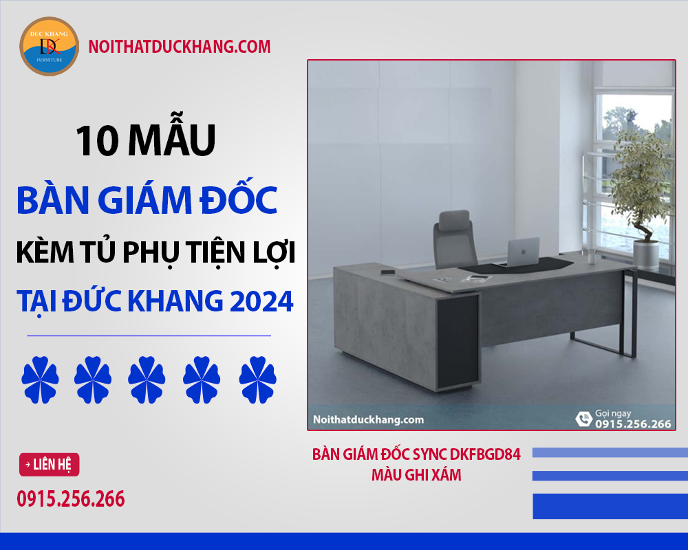 Bàn giám đốc Sync DKFBGD84 màu ghi xám