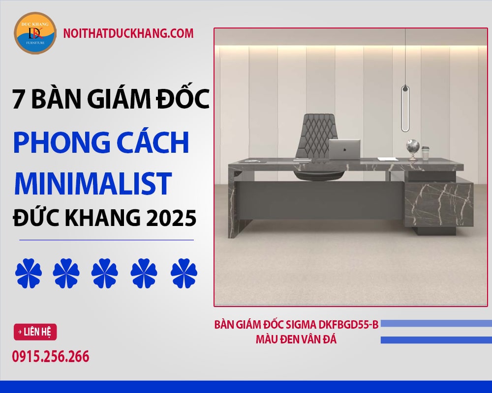 Bàn giám đốc Sigma DKFBGD55-B màu đen vân đá
