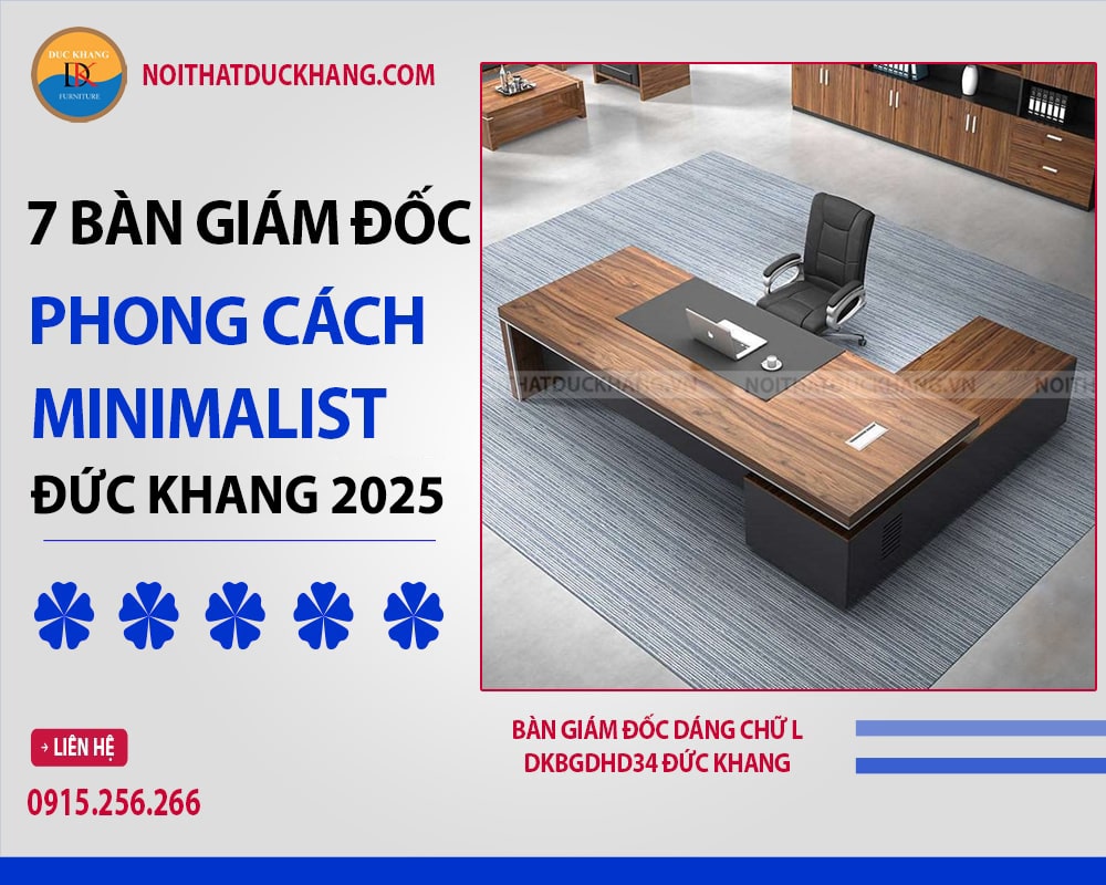 Bàn giám đốc dáng chữ L DKBGDHD34 Đức Khang
