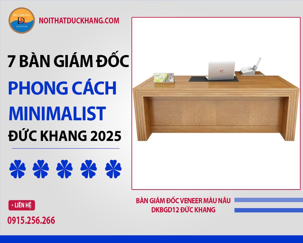 Bàn giám đốc Veneer màu nâu DKBGD12 Đức Khang