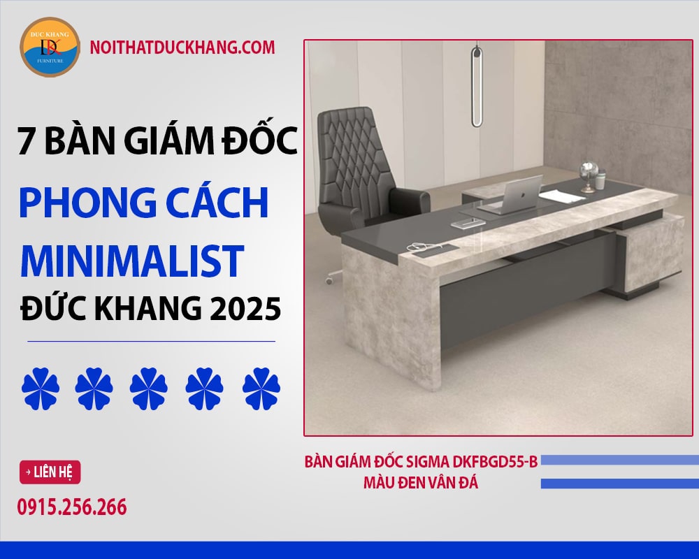 Bàn giám đốc Sigma DKFBGD55-B màu đen vân đá