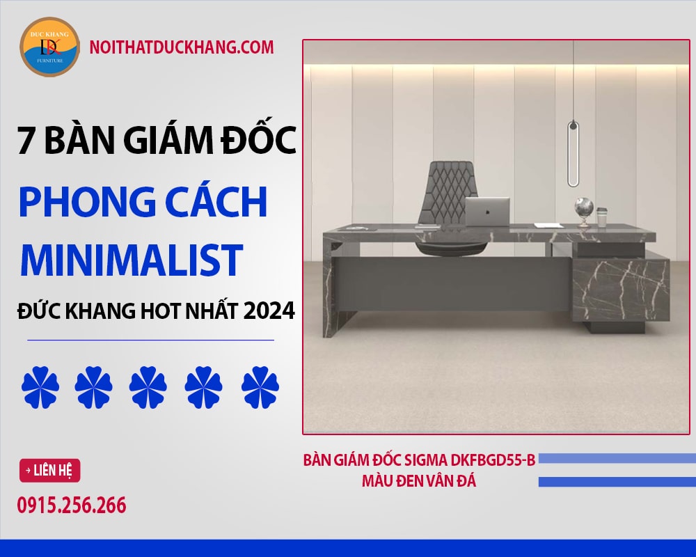 Bàn giám đốc Sigma DKFBGD55-B màu đen vân đá