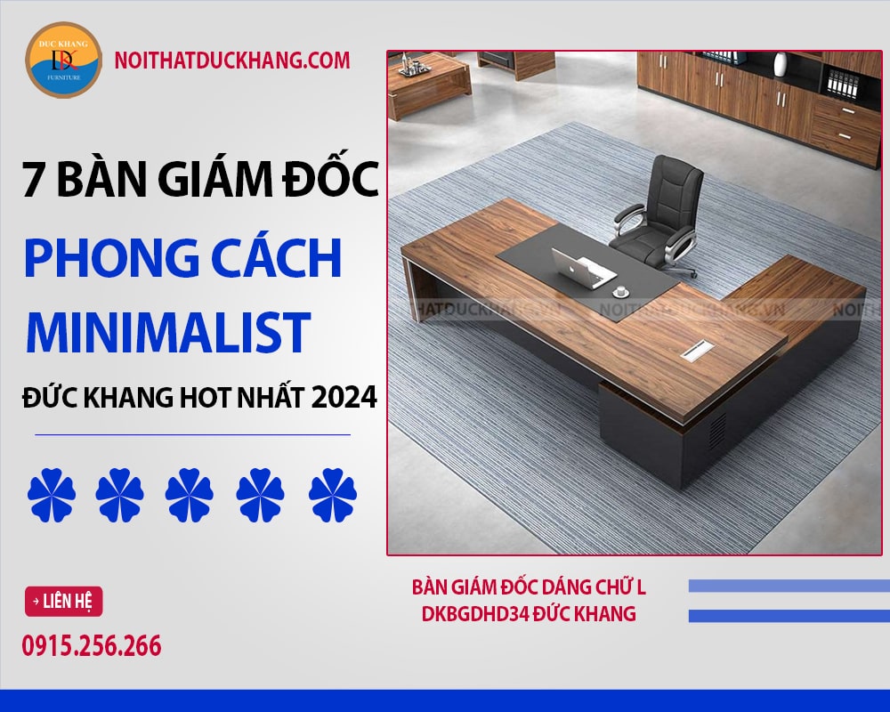 Bàn giám đốc dáng chữ L DKBGDHD34 Đức Khang