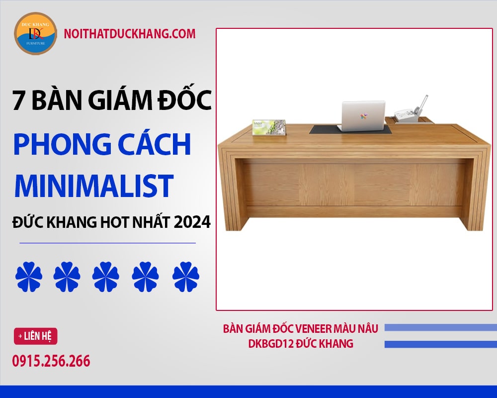 Bàn giám đốc Veneer màu nâu DKBGD12 Đức Khang