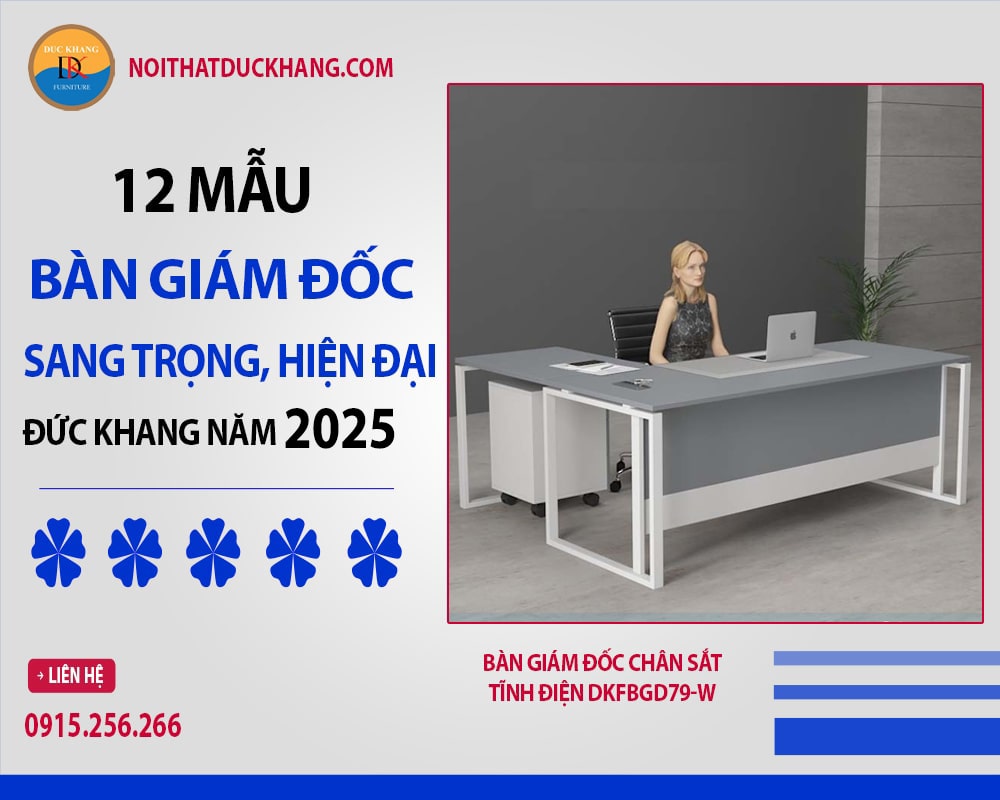 Bàn giám đốc chân sắt tĩnh điện DKFBGD79-W