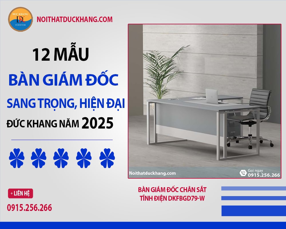 Bàn giám đốc chân sắt tĩnh điện DKFBGD79-W