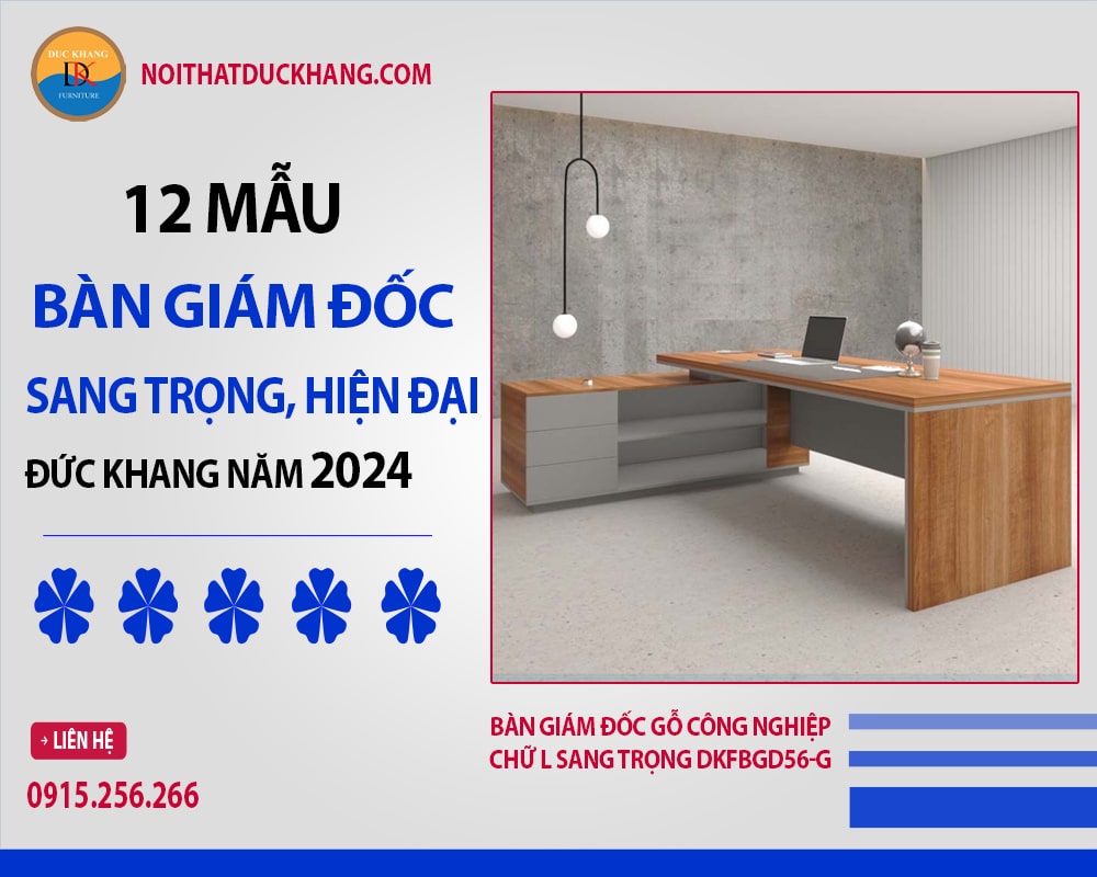 Bàn giám đốc gỗ công nghiệp chữ L sang trọng DKFBGD56-G