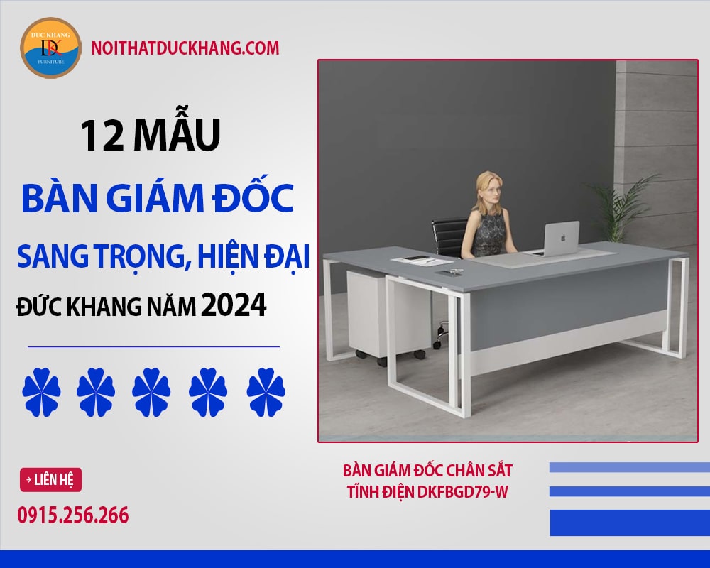 Bàn giám đốc chân sắt tĩnh điện DKFBGD79-W