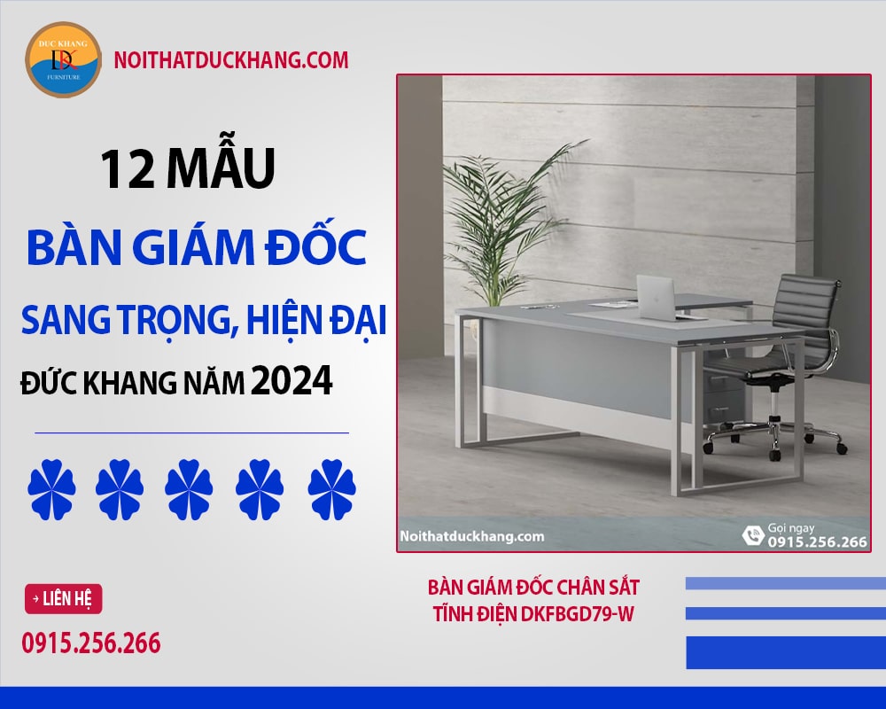 Bàn giám đốc chân sắt tĩnh điện DKFBGD79-W