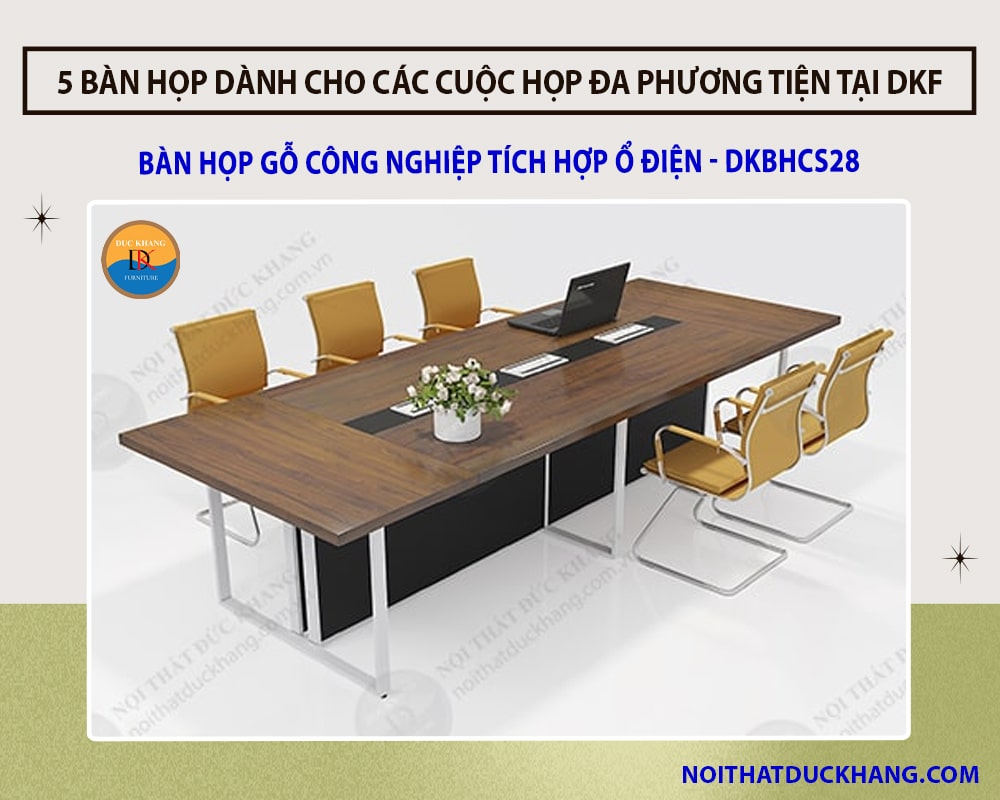 Bàn họp gỗ công nghiệp tích hợp ổ điện - DKBHCS28