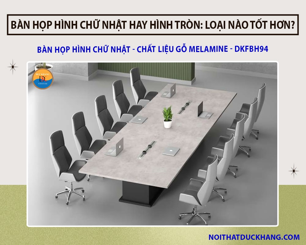 Mẫu bàn họp hình chữ nhật chân ghi, chất liệu gỗ melamine - DKFBH94