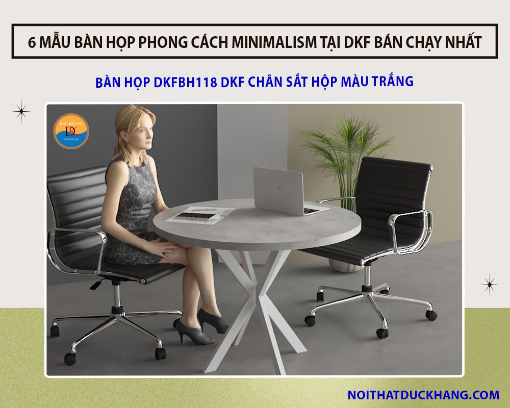 Bàn họp DKFBH118 DKF chân sắt hộp màu trắng