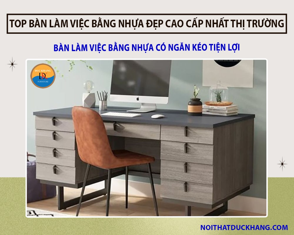 Bàn làm việc bằng nhựa có ngăn kéo tiện lợi