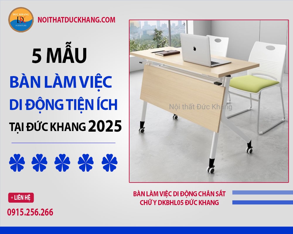 Bàn làm việc di động chân sắt chữ Y DKBHL05 Đức Khang Bàn làm việc di động chân sắt chữ Y DKBHL05 Đức Khang