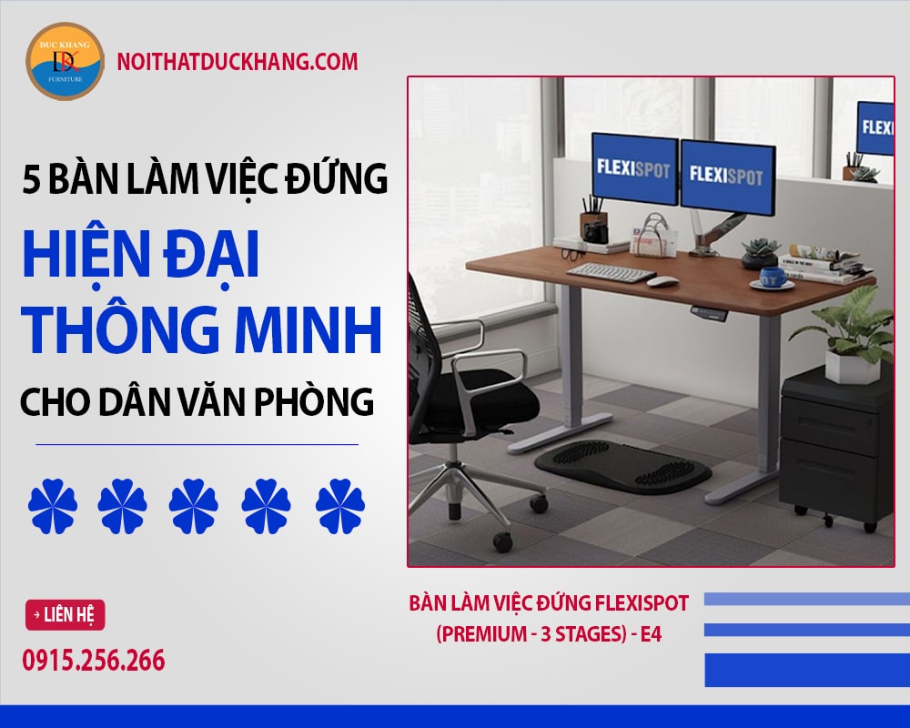 Bàn làm việc đứng Flexispot (Premium - 3 Stages) - E4