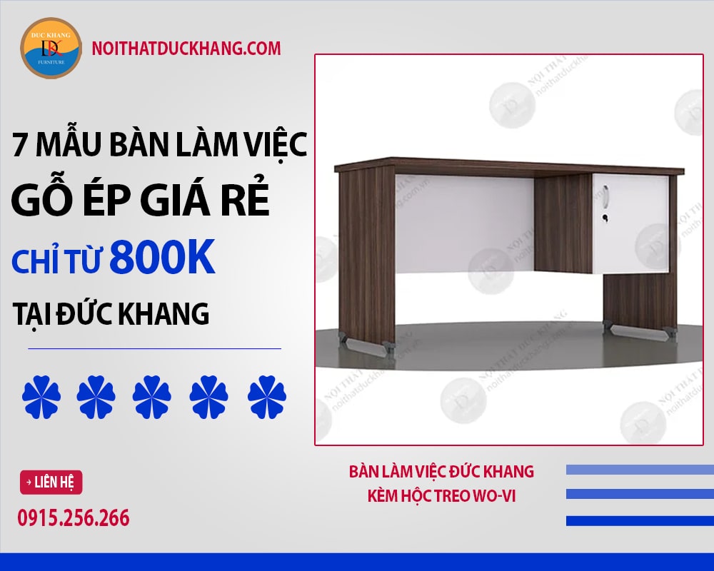 Bàn làm việc Đức Khang kèm hộc treo WO-VI