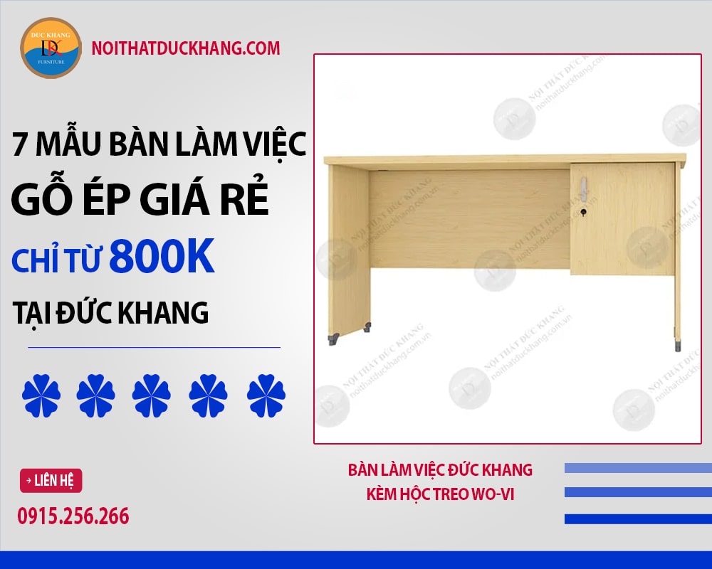 Bàn làm việc Đức Khang kèm hộc treo WO-VI