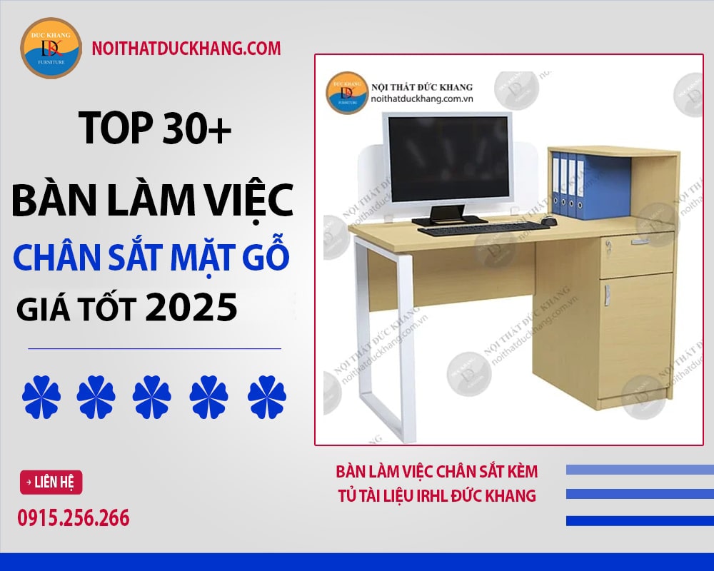 Bàn làm việc chân sắt kèm tủ tài liệu IRHL Đức Khang Bàn làm việc chân sắt kèm tủ tài liệu IRHL Đức Khang